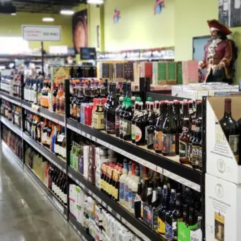 Store aisle with beverage displays