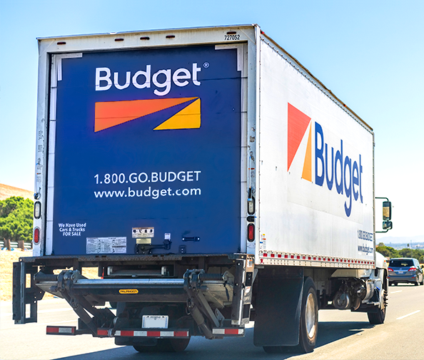 Budget rental truck on highway
