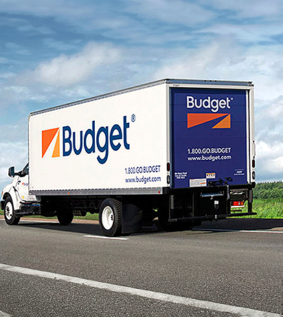Budget rental truck on road
